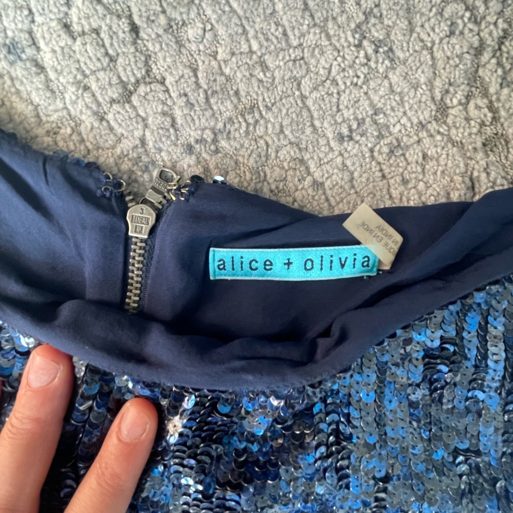 Alice & Olivia sequins Blue top never worn with tags